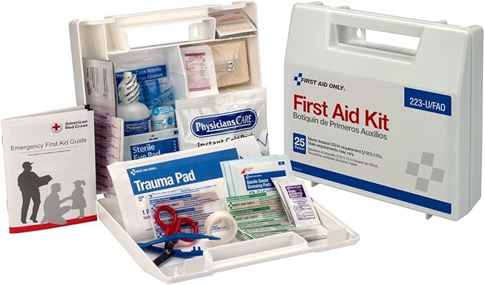 First Aid Only 223-U OSHA-Compliant First Aid Kit, All-Purpose 25-Person Emergency First Aid Kit for Business, Worksite, Home