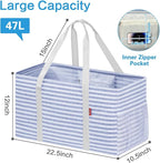 LHZ.K Standing Extra Large Utility Tote Bag 2 Pack, Foldable Reusable Grocery Bags with Metal Wire Frame & Hard Bottom Board