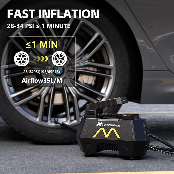 Tire Inflator Portable Air Compressor, Air Pump for Car Tires-9.84 Ft Cord,12V DC-Powered Auto Pump with Digital Pressure Gauge,Emergency LED Light, Car Accessories for Motorcycle Bicycle Ball Balloon
