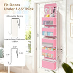 SpaceWhisper Over the Door Organizer, 6 Large Pocket Hanging Storage Organizer with 40lb Capacity, Space Saving for Nursery, 