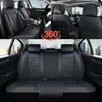 Coverado Full Set Car Seat Covers, Black Leather Seat Protectors, Luxury Front & Back Car Seat Covers,Waterproof Universal Fi