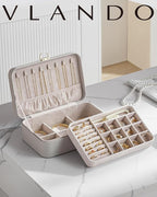Vlando Jewelry Boxes for Women,2 Layers Jewelry Box with Lock,Birthday Gifts for Women Girls,Jewelry Organizers for Earrings 