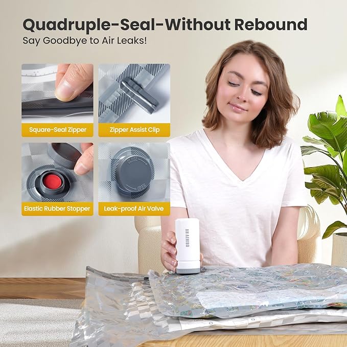 Vacuum Bags for Travel with Rechargeable Digital Display air Pump,18 PCS Combo Travel Size Vacuum Seal Bags for Luggage and S