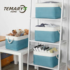 Temary Fabric Storage Baskets 4Pack Storage Bins Decorative Basket for Gift, Clothes Bin with Rope Handle, Rectangle Baskets 