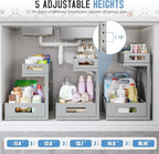 1 Pack-11.4"-16.14" H Under Sink Storage Organizer, Large 2-Tier Elegant Mesh Pull Out Shelf for Kitchen & Bathroom Cabinet O