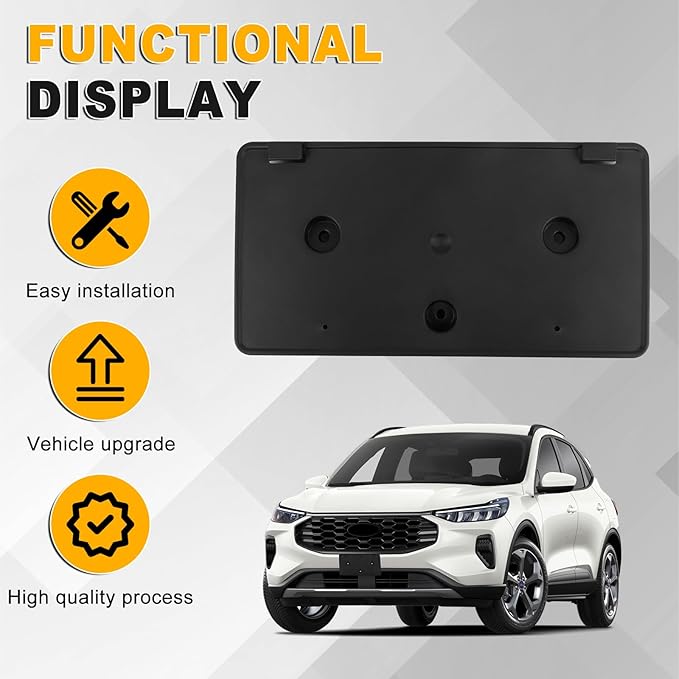 Front Bumper License Plate Frame Bracket Compatible with Ford Escape 2023 2024 2025, Black License Frame Holder Mounting Kit,