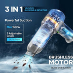 Mini Vacuum Cleaner, 3 in 1 Car Vacuum Cleaner High Power, 15000PA Powerful Suction, Air Duster, 7500mAh, Adjustable Small Va