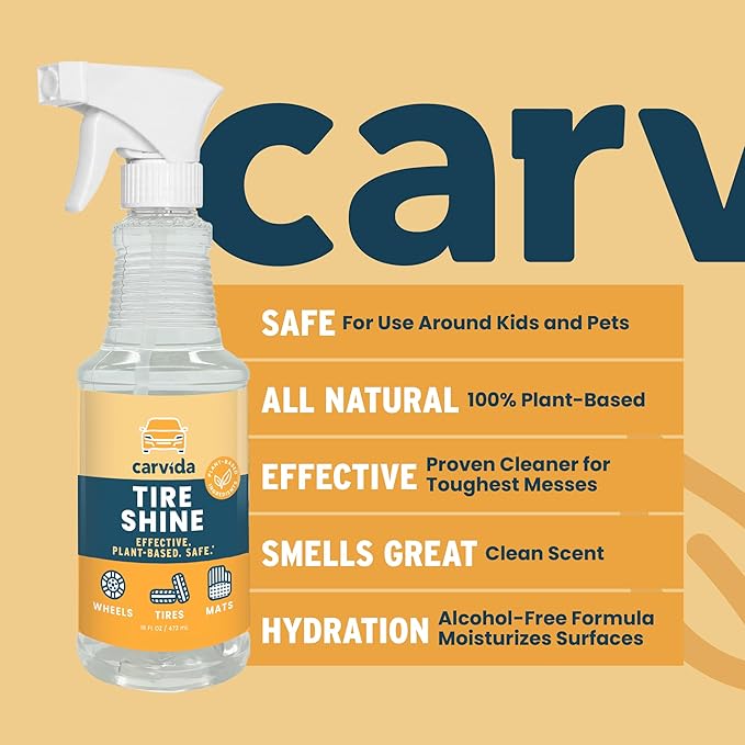 Tire Shine, Plant-based and Hydrating Cleaner for Tires, Wheels, and Automotive Surfaces, 16oz