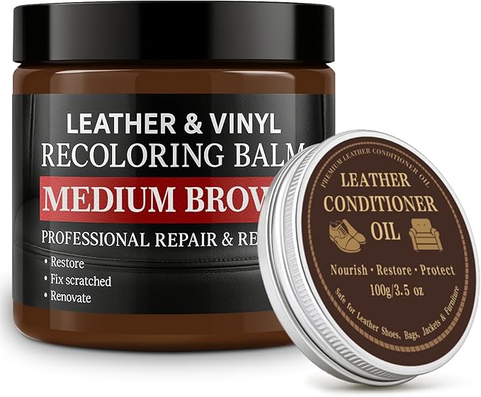 Leather Color Restorer, Leather Recoloring Balm, Scratch Remover, Leather Dye, Leather Paint with Leather Conditioner, Leathe
