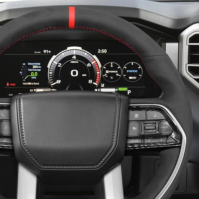 MEWANT DIY Steering Wheel Cover for Toyota Tacoma 2024 / Tundra 2022-2024 / Sequoia 2023-2024 Made of Black Suede