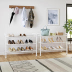 3-Tier Metal Shoe Rack, Sturdy Floor-Mounted Storage Organizer for Closet Entryway Garage Dorm Room, Easy Assembly Multi-Purp