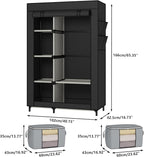 Calmootey Portable Closet, Wardrobe with 6 Shelves and Hanging Rod, Storage Organizer for Bedroom, Non-Woven Fabric Cover wit