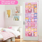 MISSLO Kids Over the Door Shoe Organizer Pink Hanging Shoe Rack Baby Toddler Hanging Shoe Organizer Cute Shoe Holder Girl Roo