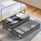 Under Bed Storage with Wheels 2-Pack, 75L XXL Under the Bed Storage Containers Large, 12" Tall Adjustable Storage for Underbe