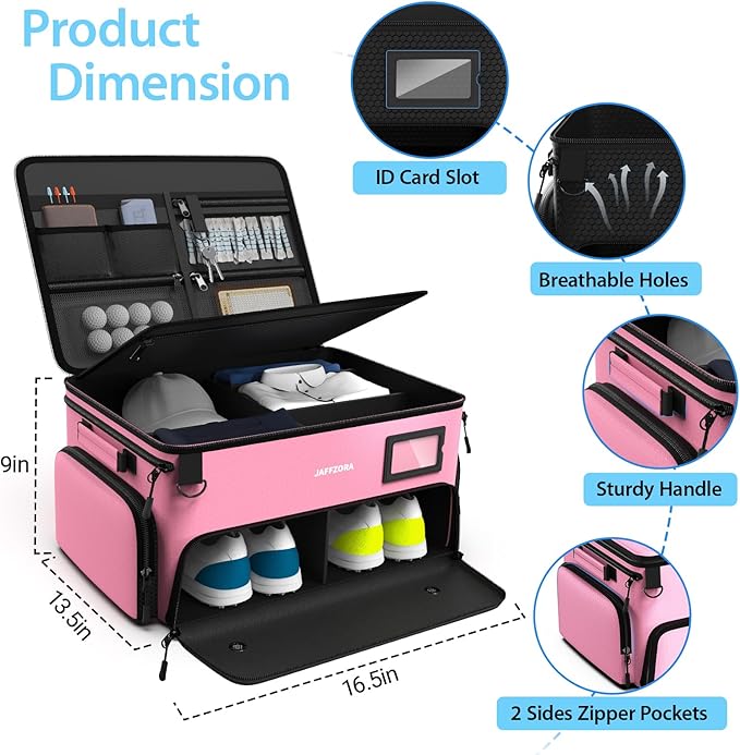 4-Layer Golf Trunk Organizer, Golfer Gifts for Women with Separate Ventilated Compartment for 2 Pairs Shoes, Waterproof Car