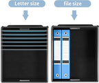 Huolewa File Organizer Box with Lid, Collapsible File Folder Organizer for Office Document Storage, Filing Box with Plastic S
