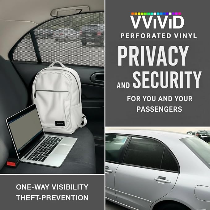 VViViD One-Way Perforated Black Vinyl Privacy Window Film Adhesive Glass Wrap Roll (15ft x 54")