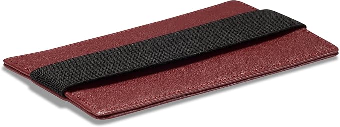 HISCOW Car Sun Visor Card Holder with Elastic Band Fastener - Italian Calfskin (Wine Red)