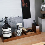 Wood Vanity Tray, 6-Piece Small Bathroom Counter Organizer Wooden Decorative Trays Rectangular Perfume Jewelry Makeup Cosmeti