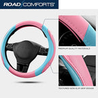Road Comforts Car Steering Wheel Cover - Microfiber Leather Steering Wheel Wrap Sports 14.5-15 Inch Steering Wheel Cover Non-