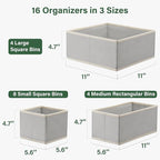 Kootek 16 Pack Drawer Organizer Clothes, Dresser Drawer Organizers for Clothing Fabric Foldable Closet Organizers and Storage