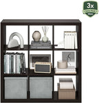 Furinno Cubicle Book Shelf, 9-Cube Bookshelf, Triple Thick Frame Cube Storage Organizer, 1.65" Thick Bookcase, 15.4" x 43.8" 