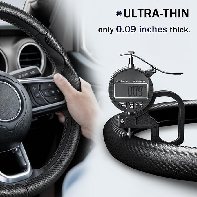 3-Piece Carbon Fiber Steering Wheel Cover, Custom Fit for Jeep Wrangler 2018-2026 Gladiator 2020-2026,Quick Install Ultra-Thin & Non-Slip,Interior Car Accessories for Men Women(Matte Black)