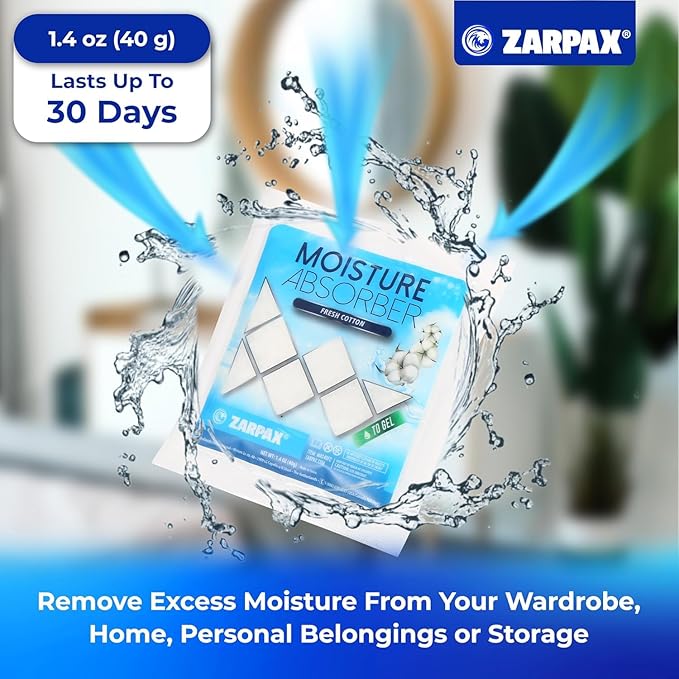 Moisture Absorber Sachets Fresh Cotton 1.4 oz/40g - Remove Excess Moisture In Air & Odor - Desiccant Dehumidifier for