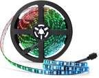 SUPERNIGHT LED Strip Lights, 16.4FT 5M SMD 5050 Waterproof 300LEDs RGB Color Changing Flexible LED Light Strip for Bedroom, TV Back Lighting, Christmas, Valentine's Day (Black PCB)