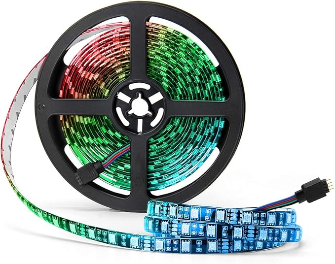 SUPERNIGHT LED Strip Lights, 16.4FT 5M SMD 5050 Waterproof 300LEDs RGB Color Changing Flexible LED Light Strip for Bedroom, TV Back Lighting, Christmas, Valentine's Day (Black PCB)