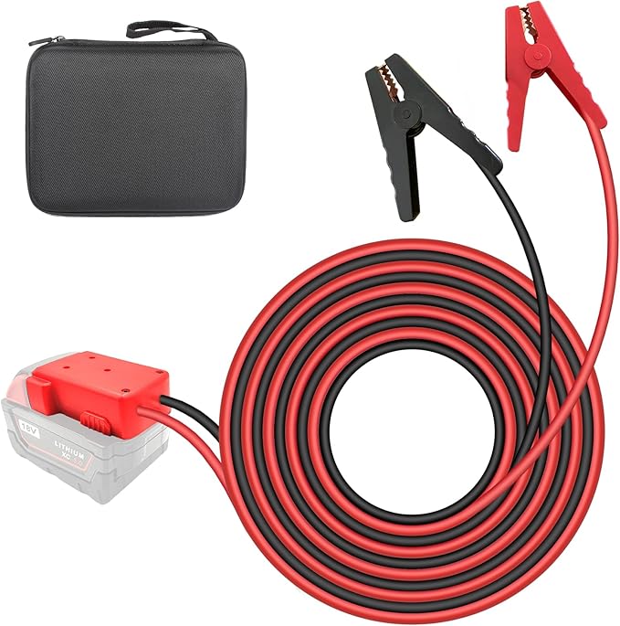 Jumper Cable Clamps for Milwaukee M18 18V Battery Jump Starter, 5.90 FT 8AWG Car Battery Jumper Cable with Adapter, Automotive Battery Booster Cable for Tools used to Jump Start a Car