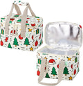 VENO 2 Pack Cooler Bag, Insulated Grocery Bags, Collapsible Cooler, Reusable Shopping Bags for Groceries, Water Resistant, Zippered, 2.5 Gallon (Jingle Mix)