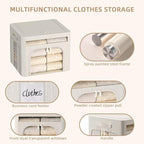 FHSQX 6 Pack Foldable Storage Bins for Clothes Clothes Storage Bins with Metal Frame Stackable Storage Box with Lid (Cream Wh