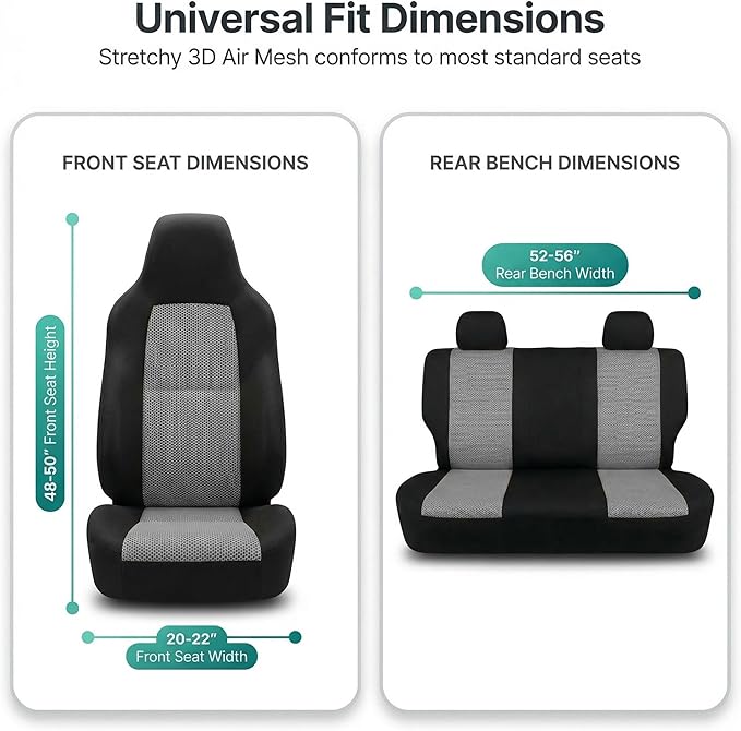 FH Group Automotive Full Car Seat Covers for SUV, Trucks, Sedan and More - Universal Fit Front High Back & Rear Solid Bench D