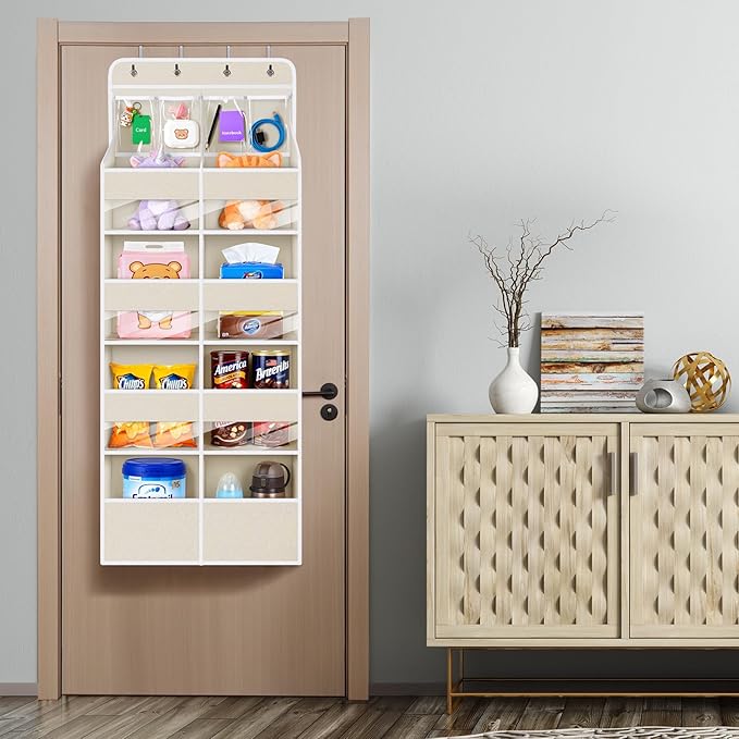 Univivi 5-Shelf Fabric Door Storage Over Door Hanging Organizer with 8 Large Pockets and 4 Small PVC Pockets Closet Cabinet W