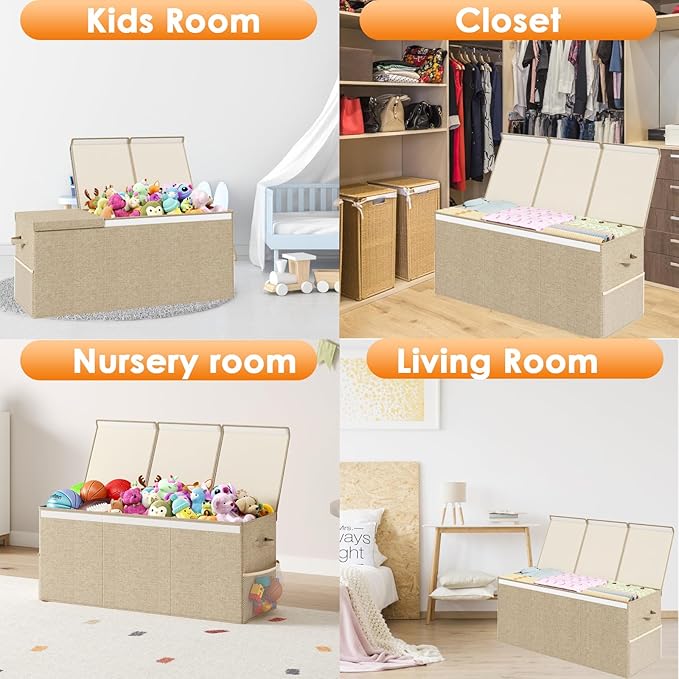 Extra Large Toy Box Chest with Lid, Kids Toy Storage Organizer for Boys Girls, Big Toy Bin Basket Extra Large Toy Storage Box