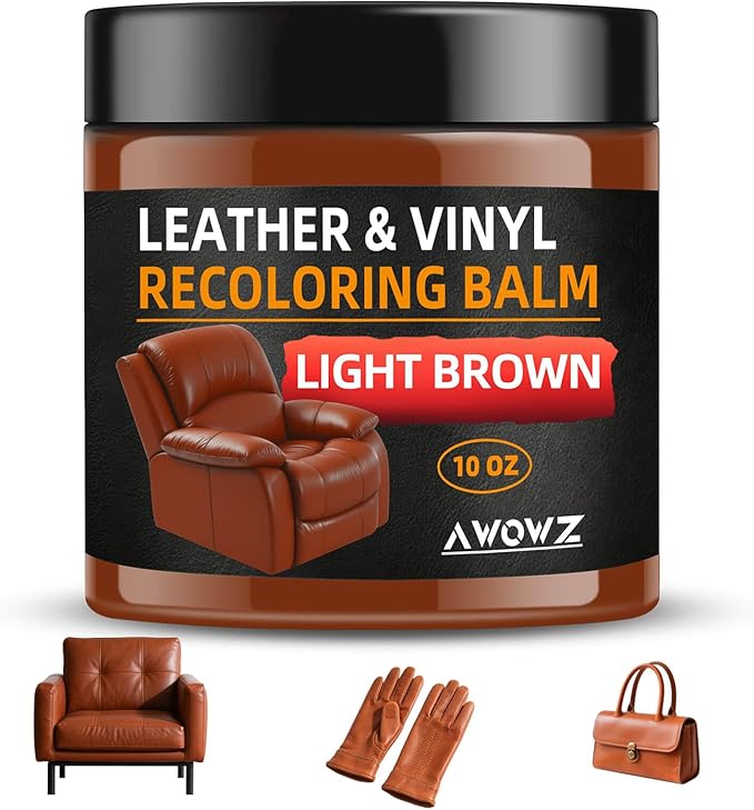 Leather Recoloring Balm - Scratch Repair & Color Restore Kit for Faded Leather, Couch & Car Seats - 10OZ Leather Restorer Bal