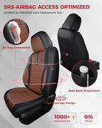 FREESOO Black Brown Car Seat Covers Full Set - Faux Nappa Leather Seat Covers for Cars, with Front Seatbelt Pads, Ultra Water