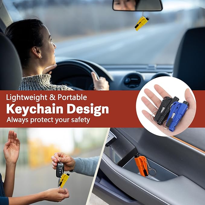 CARFIB Car Window Breaker Tool Keychain Seatbelt Cutter Emergency Escape Tools with Whistle Break Glass Seat Belt Cutters Res
