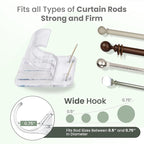 No Adhesive Heavy Duty Curtain Rod Holders with Wide Hook, 5X Stronger Than Adhesive Curtain Rod Hooks,Tension Curtain Rod Br