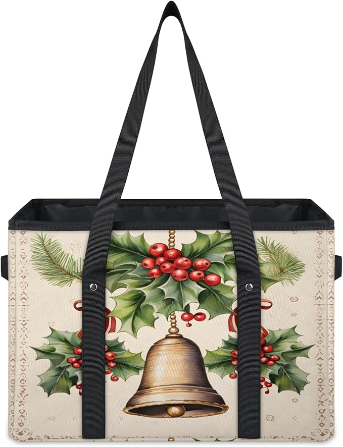 Reusable Grocery Bags Heavy Duty Shopping Bags Foldable Large Tote Bags with Long Handles & Hard Bottom