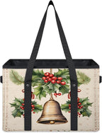 Reusable Grocery Bags Heavy Duty Shopping Bags Foldable Large Tote Bags with Long Handles & Hard Bottom