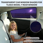 ZATOOTO Tesla Model 3 Car Window Shade for Baby, Bluish-Purple Static Cling Car Shades for Rear Window | Block Harsh Sunlight | UV Protection | Rear Window Sun Shade with Storage Bag | 2018-2025 |