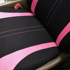 Flying Banner Car Seat Covers Full Set Front Seats and Rear Bench Mesh Fabric Splicing Polyester Cover Black with Pink Color