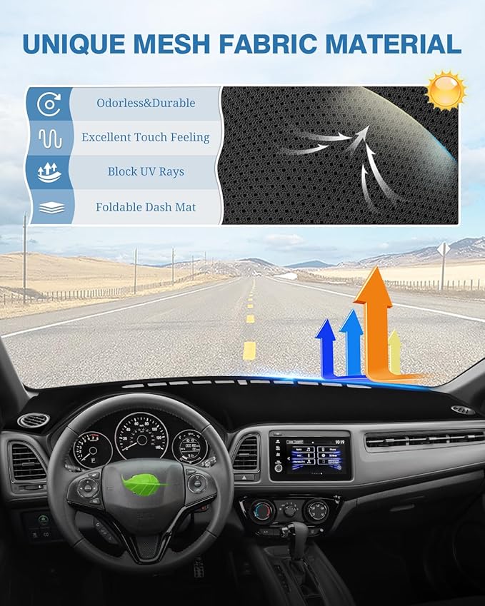 FIILINES Dash Cover Fit for Honda HR-V HRV 2016-2022 Dashboard Cover HRV Accessories Dashboard Mat Sunshade Nonslip Mesh Prot
