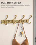 Vintage Coat Rack Wall Mount, Decorative Wall Coat Rack with 4 Hooks for Hanging Key Purse Hat Robe Towel Clothes Unique Hang