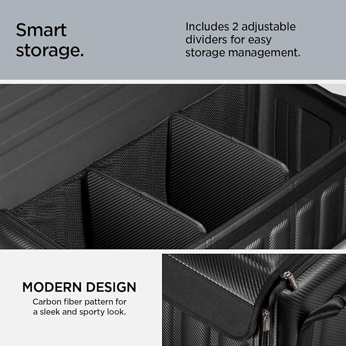 Spigen Trunk Organizer Collapsible Heavy Duty Foldable with Lid for SUV, Model Y juniper (2025/26),
