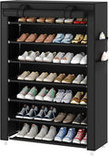 Laiensia 7-Tier Vertical Shoe Rack Organizer, Space Saving Shoe Storage Organizer, Non-Woven Cover Shoe Shelf Holds 28-35Pair