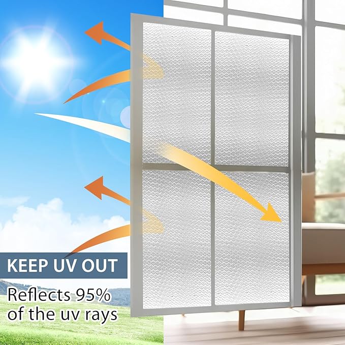 Frienda Rv Window Reflective Insulation Roll 16inch*10ft Double Aluminum Foil Heat Bubble Thermal Window Shade Door Cover Blackout for Garage Roof Travel Camper Skylight Shield