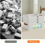 3-Tier Medicine Organizer for Cabinet, Foldable Medicine Storage Box with Clear Cover and Leather Handle, Empty First Aid Kit